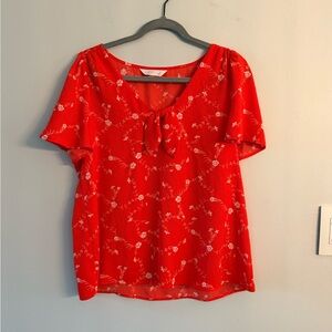NWOT LC Lauren Conrad Red Floral Blouse